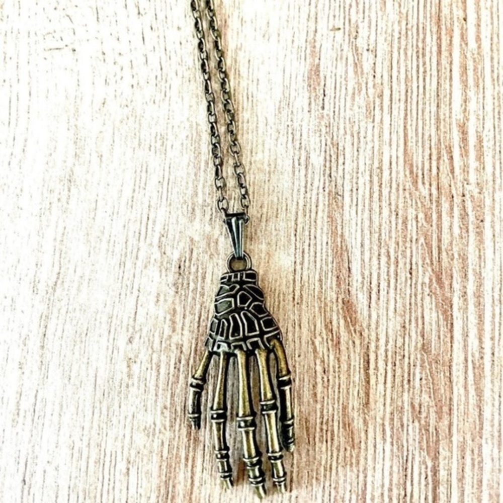 Antique Style Skeleton Hand Pendant Necklace, Victorian Look, NWT